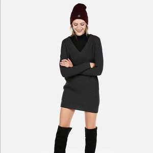 Express shaker knit v-neck sweater dress